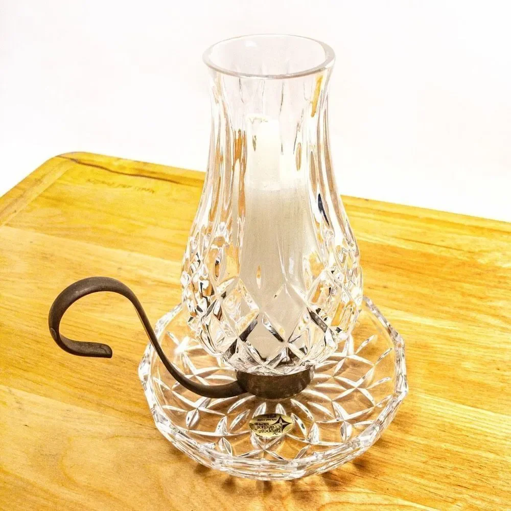 Vintage European Collection Lead Crystal Hurricane Globe Chamber Candlestick
